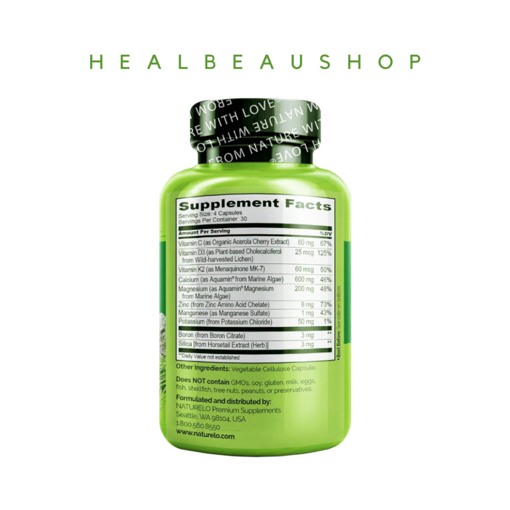 Bone Strength – Plant-Based Calcium, Magnesium, D3, K2 & Zinc | Advanced Bone Health Support | Original USA Product
