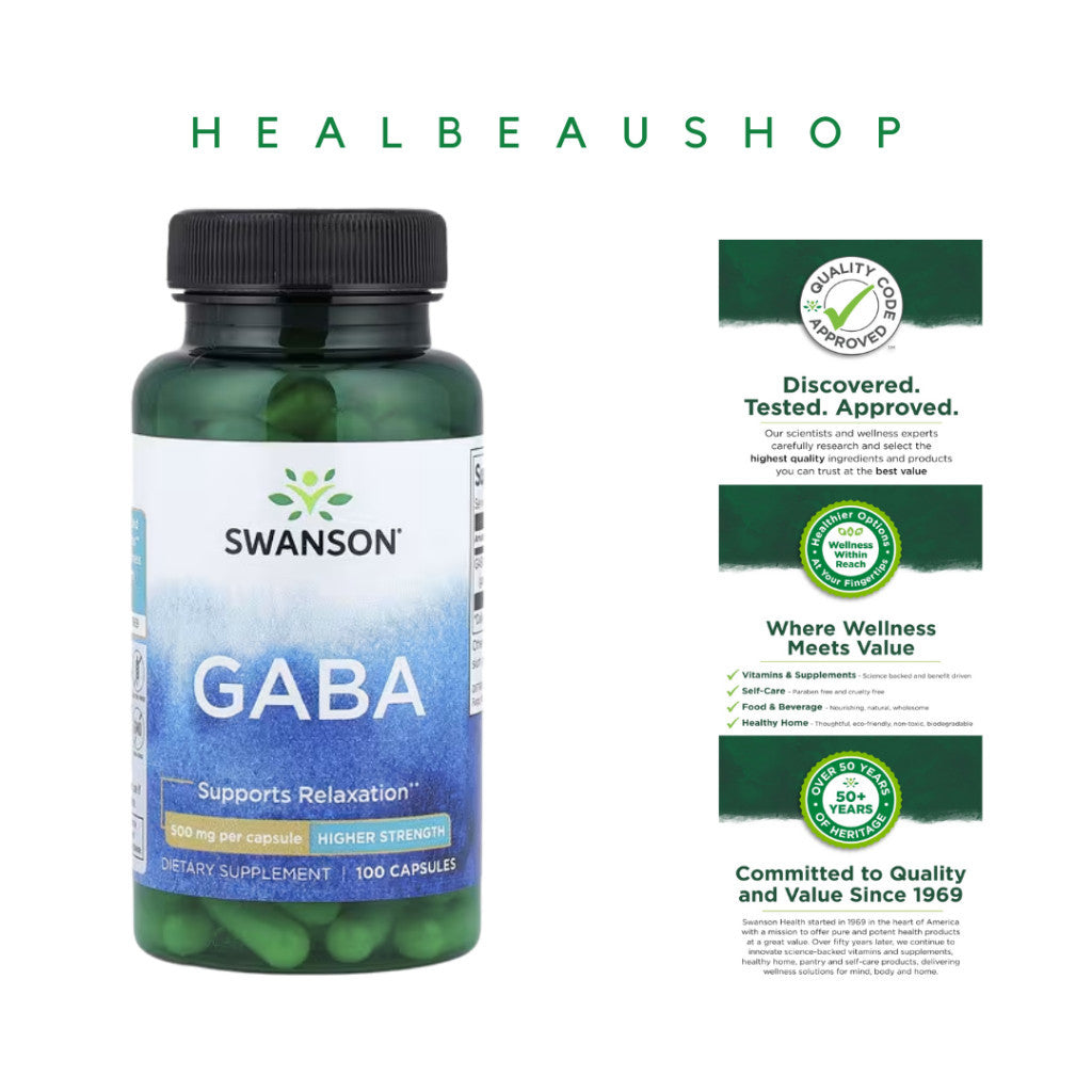 Swanson GABA 500mg – Calm Mind & Relaxation Support