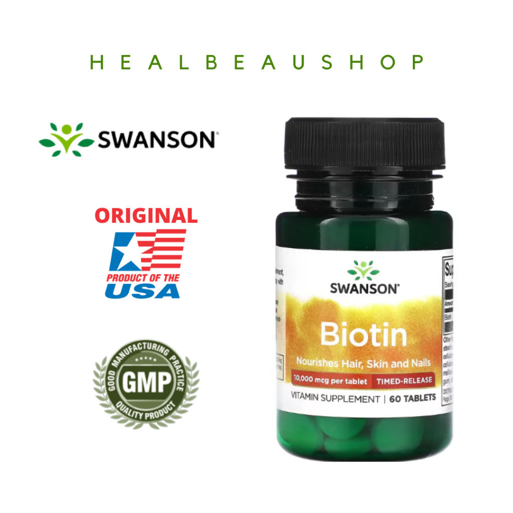 Swanson Biotin 5,000mcg / 10,000mcg – Hair, Skin & Nail Support | Original USA Product