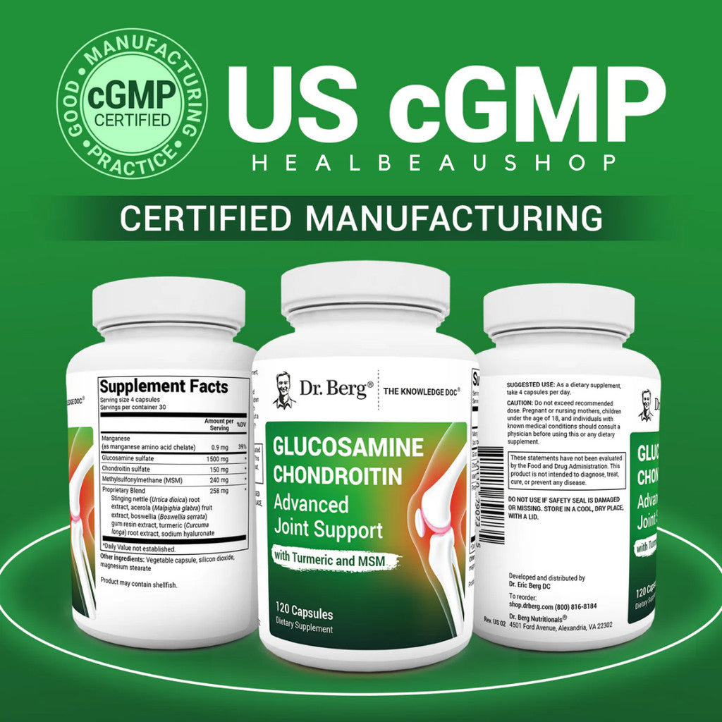Dr. Berg Glucosamine Chondroitin MSM, Turmeric & Boswellia – 120 Capsules | Advanced Joint & Mobility Support | Original USA Product