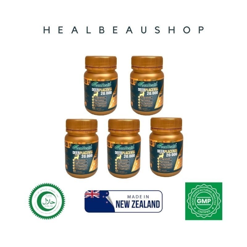 Green Health Deer Placenta 20,000mg – 60 Capsules | Premium New Zealand Deer Placenta Formula | Original Product