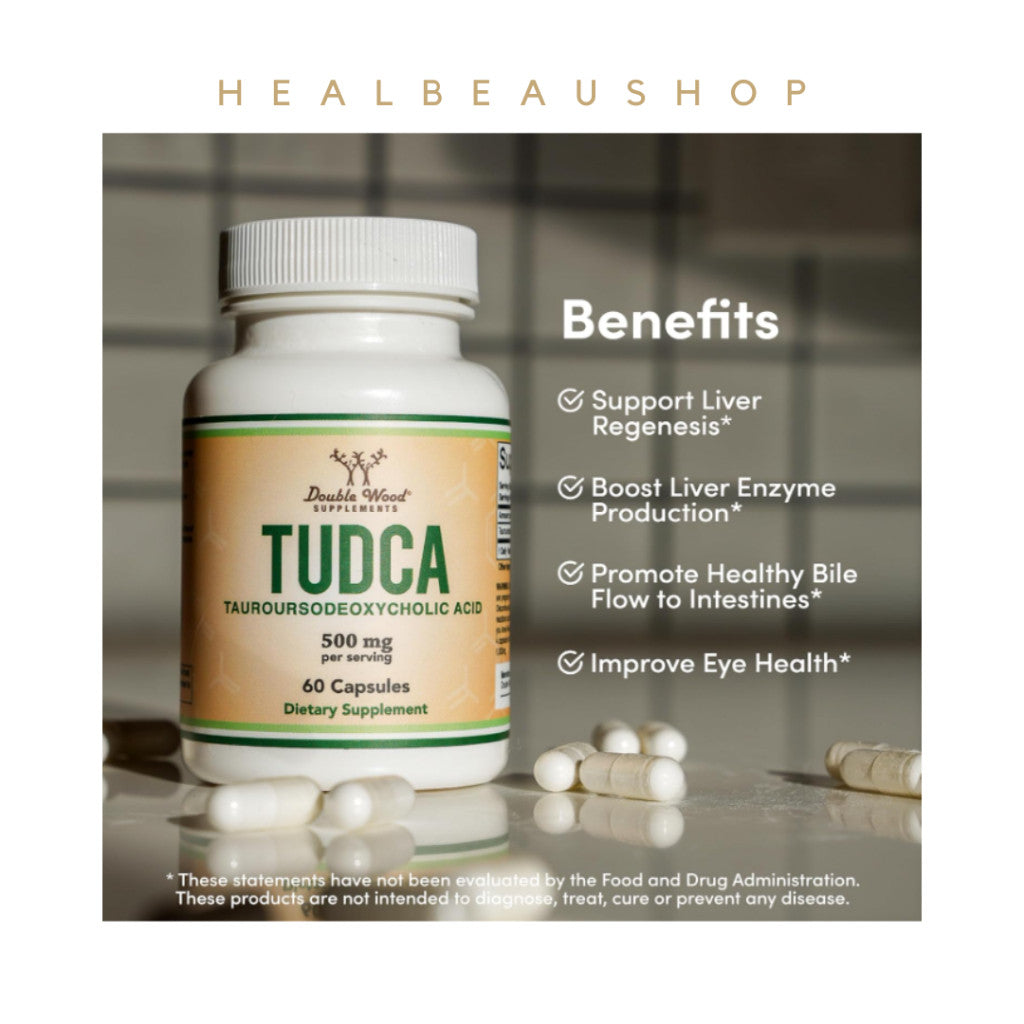 Double Wood TUDCA 500mg – 60 Capsules | Liver, Gallbladder & Digestive Health Support | Original USA Product