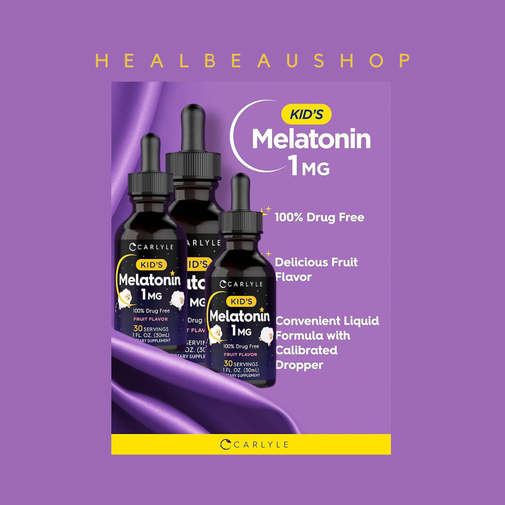 Carlyle Kids Liquid Melatonin 1mg – Berry Flavor | Children's Sleep Support | Original USA Product