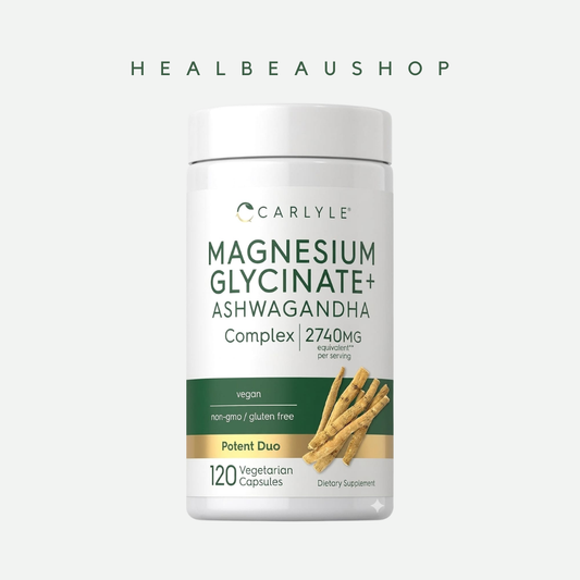 Carlyle Magnesium Glycinate + Ashwagandha 2740mg – 120 Capsules | Relaxation, Sleep & Stress Support | Halal | Original USA