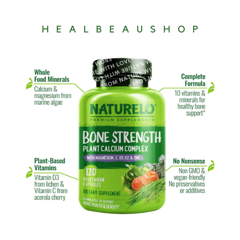 Bone Strength – Plant-Based Calcium, Magnesium, D3, K2 & Zinc | Advanced Bone Health Support | Original USA Product