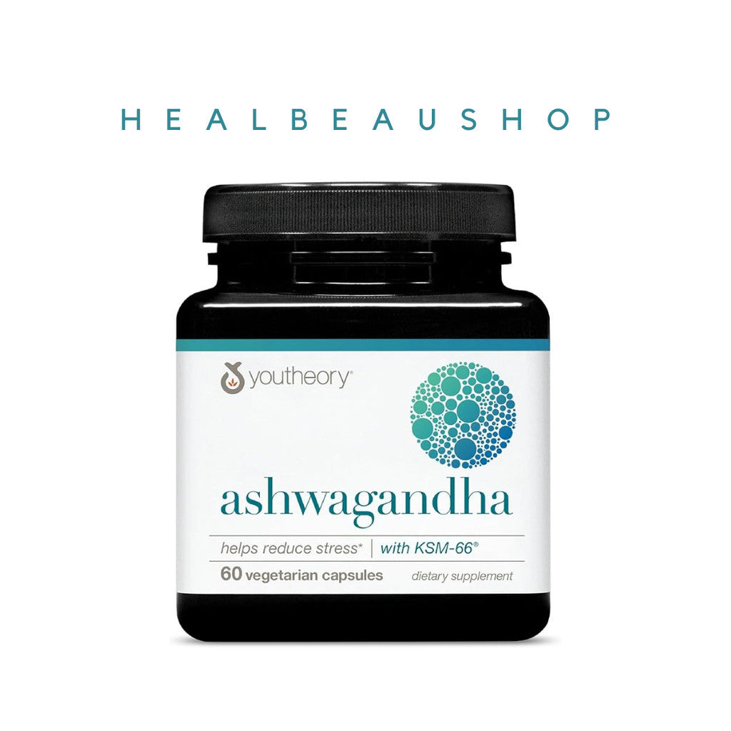Youtheory Ashwagandha KSM-66® – 60 Vegetarian Capsules | Stress, Mood & Cognitive Support | Original USA Product