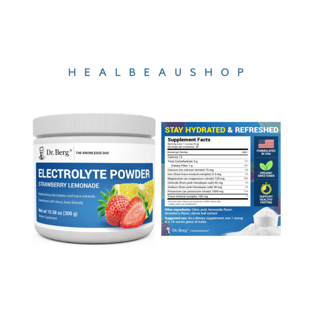 Dr. Berg Electrolyte Powder – 50 Servings | Potassium, Magnesium & Trace Minerals | Hydration & Daily Wellness Support | Original USA Product