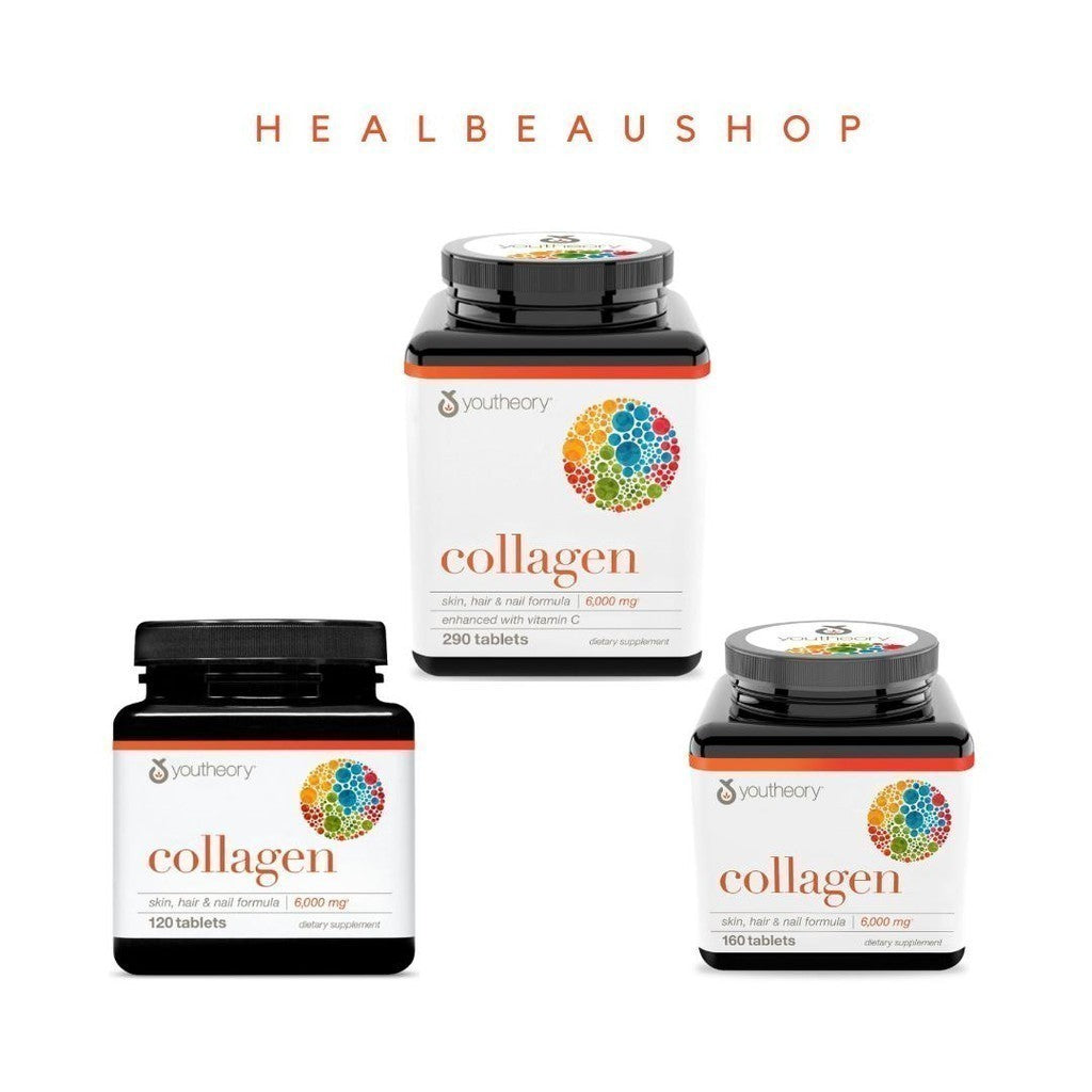 Youtheory Advanced Collagen 6000mg – Hair, Skin & Nails Support | 120 / 160 / 290 Tablets | Original USA Product
