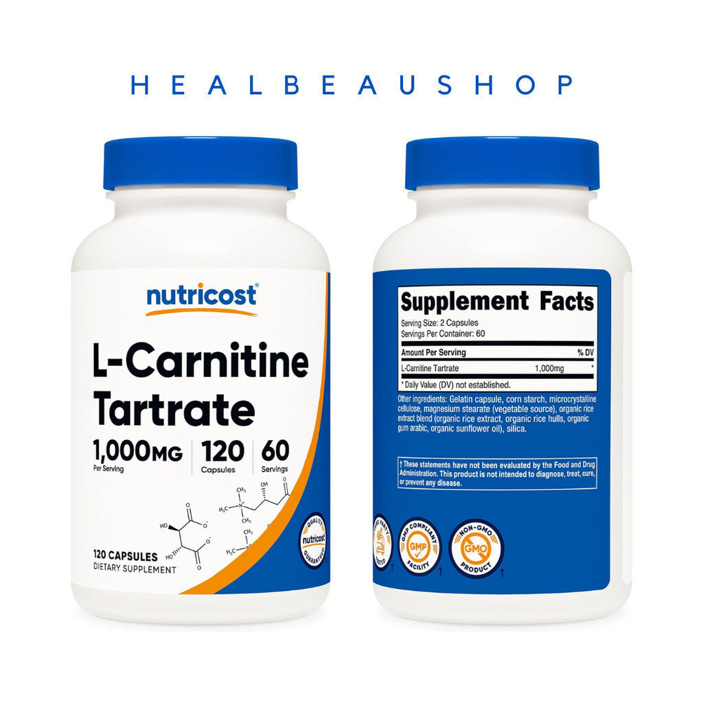 Nutricost L-Carnitine Tartrate 1000mg – 120 Capsules | Energy, Recovery & Performance Support | Original USA Product