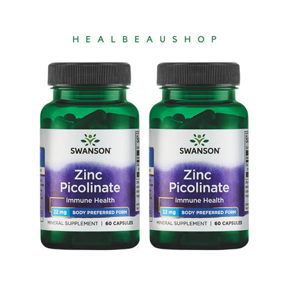 Swanson Zinc Picolinate 22mg / 50mg – Immune, Antioxidant & Prostate Support | 60 Capsules | Original USA Product