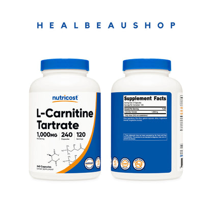 Nutricost L-Carnitine Tartrate 1000mg – 120 Capsules | Energy, Recovery & Performance Support | Original USA Product