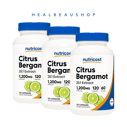 Nutricost Citrus Bergamot 1200mg – 120 Capsules | Cardiovascular & Cholesterol Support | Original USA Product