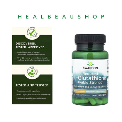 Swanson Setria® L-Glutathione 100mg – 100 Capsules | Antioxidant & Cellular Wellness Support | Original USA Product