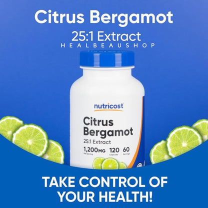 Nutricost Citrus Bergamot 1200mg – 120 Capsules | Cardiovascular & Cholesterol Support | Original USA Product
