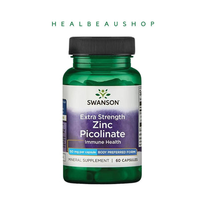 Swanson Zinc Picolinate 22mg / 50mg – Immune, Antioxidant & Prostate Support | 60 Capsules | Original USA Product