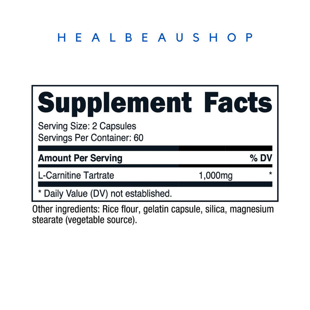 Nutricost L-Carnitine Tartrate 1000mg – 120 Capsules | Energy, Recovery & Performance Support | Original USA Product
