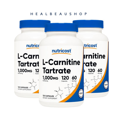 Nutricost L-Carnitine Tartrate 1000mg – 120 Capsules | Energy, Recovery & Performance Support | Original USA Product