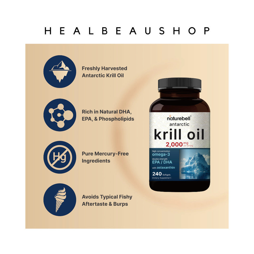 Naturebell Krill Oil 1000mg  Omega 3 with Astaxanthin 240softgels
