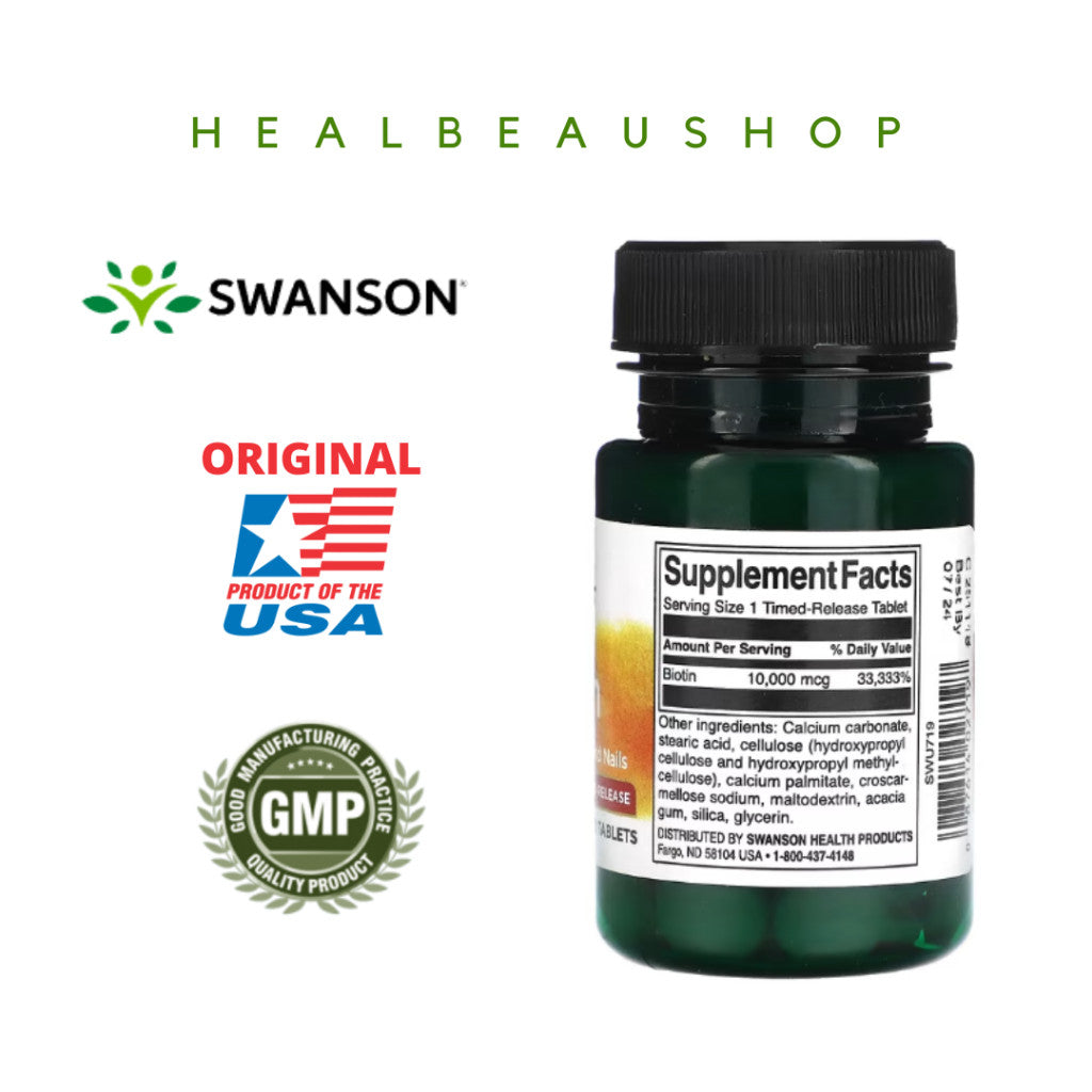 Swanson Biotin 5,000mcg / 10,000mcg – Hair, Skin & Nail Support | Original USA Product