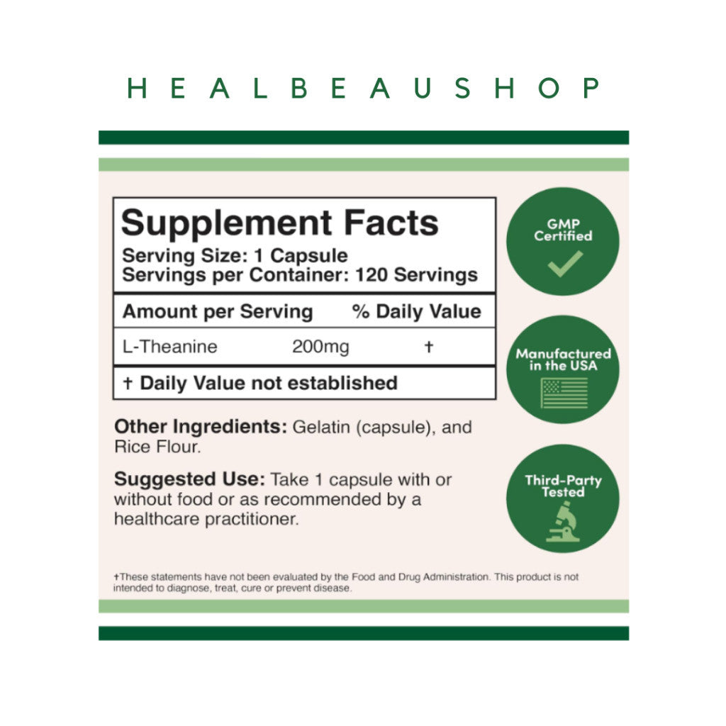Double Wood L-Theanine 200mg – 120 Capsules | Relaxation, Stress & Sleep Support | Original USA Product