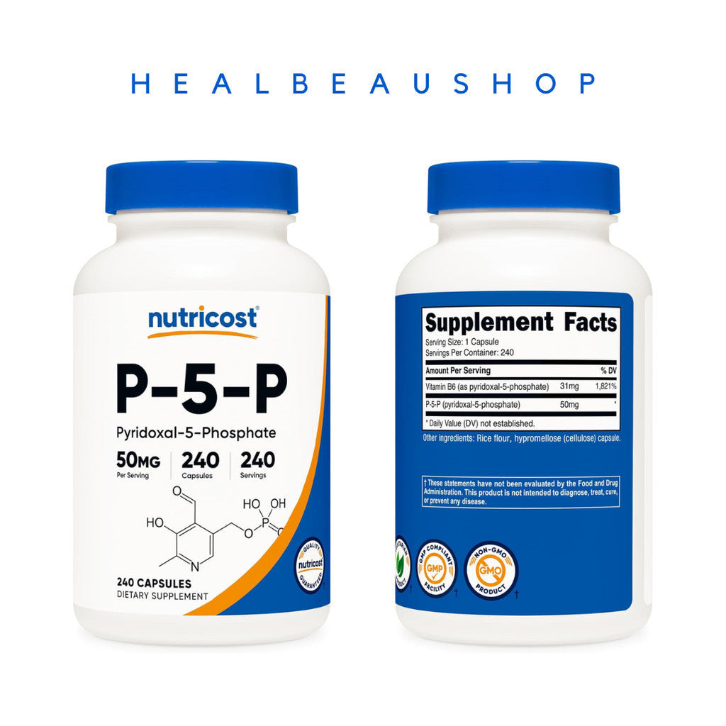 Nutricost P-5-P (Pyridoxal-5-Phosphate) 50mg – 240 Capsules | Active Vitamin B6 for Energy, Brain & Nervous System Support