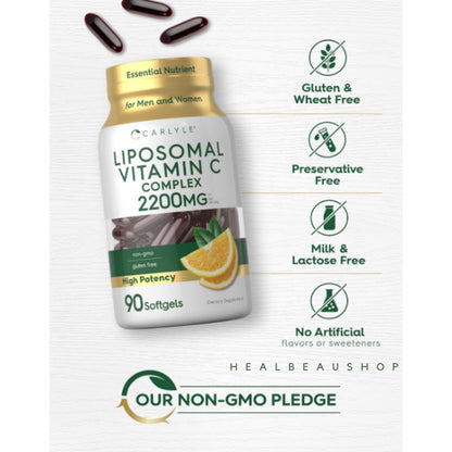 Carlyle Liposomal Vitamin C 2200mg – 90 Softgels | Immune & Antioxidant Support | Original USA Product