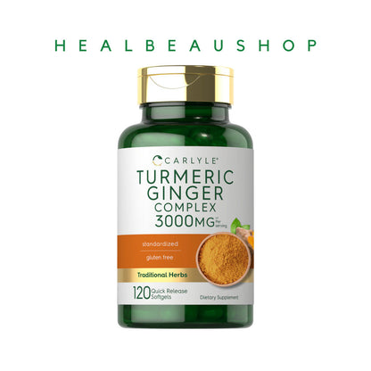 Carlyle Turmeric Curcumin Complex 1000mg / Turmeric Ginger Complex 3000mg – Antioxidant & Herbal Wellness Support | Original USA Product