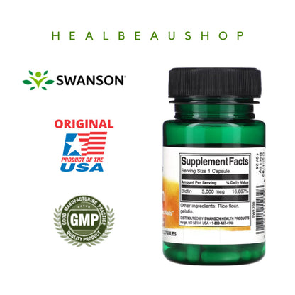 Swanson Biotin 5,000mcg / 10,000mcg – Hair, Skin & Nail Support | Original USA Product