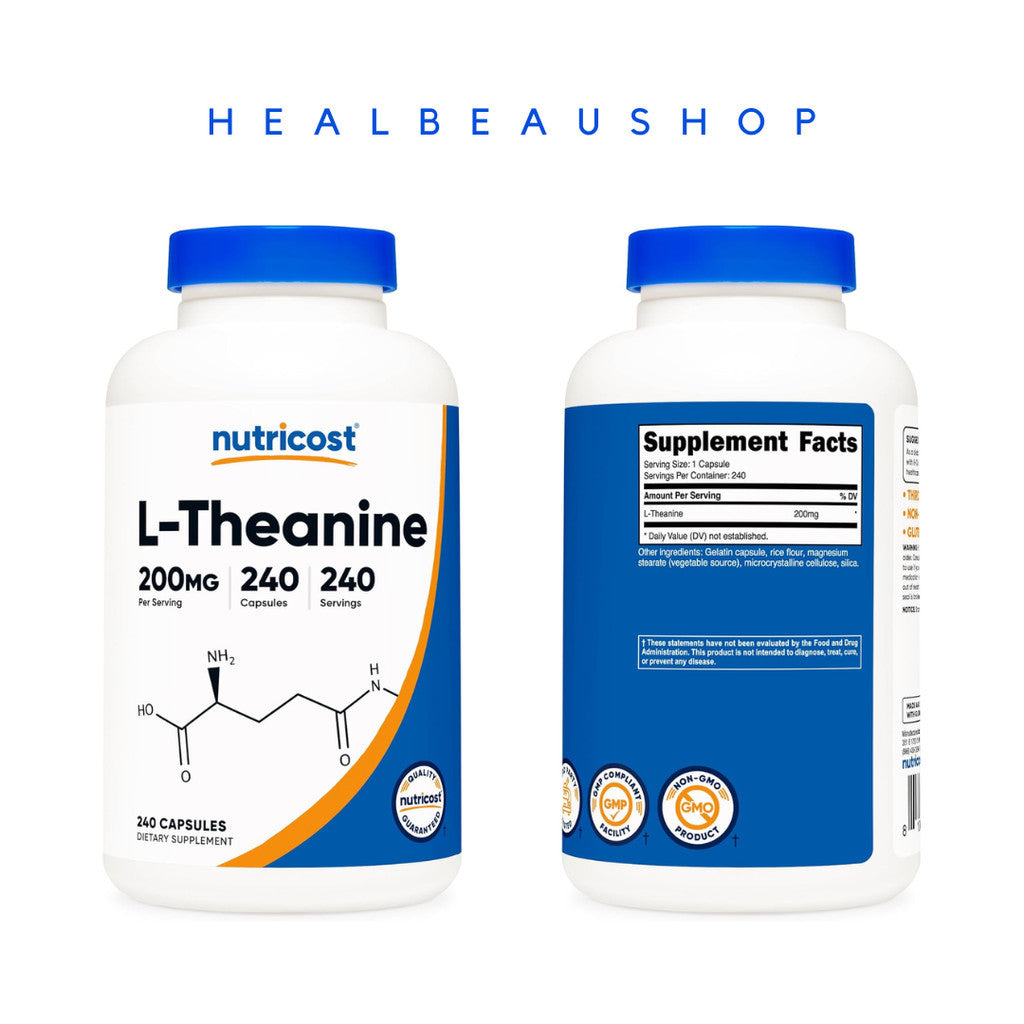 Nutricost L-Theanine 200mg – 240 Capsules | Relaxation, Stress & Sleep Support | Original USA Product