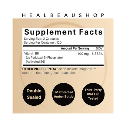 NatureBell P-5-P (Pyridoxal-5-Phosphate) 100mg – 240 Capsules | Active Vitamin B6 for Energy, Brain & Nervous System Support