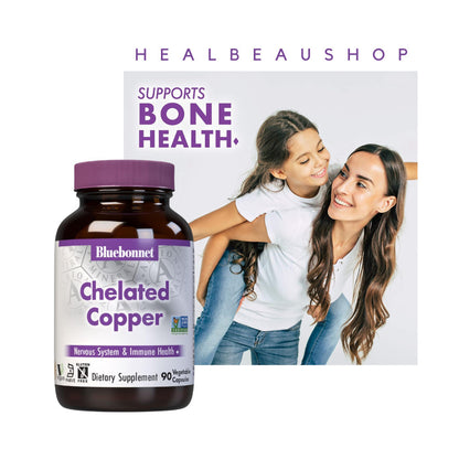 Bluebonnet Chelated Copper 3mg – 90 Vegetable Capsules | Brain, Immune & Nervous System Support