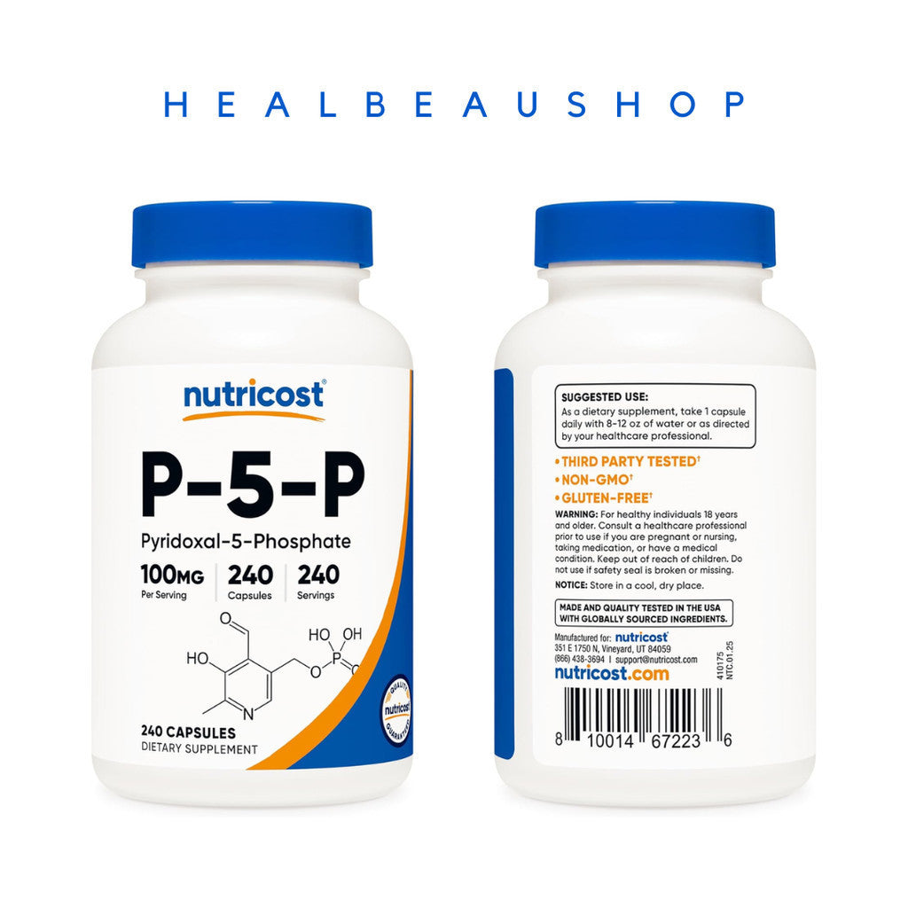 Nutricost P-5-P (Pyridoxal-5-Phosphate) 50mg – 240 Capsules | Active Vitamin B6 for Energy, Brain & Nervous System Support