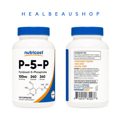 Nutricost P-5-P (Pyridoxal-5-Phosphate) 50mg – 240 Capsules | Active Vitamin B6 for Energy, Brain & Nervous System Support