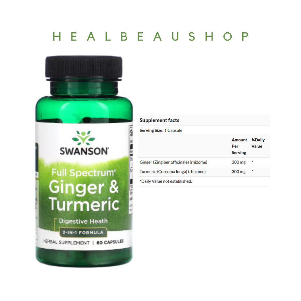 Swanson Full Spectrum® Ginger & Turmeric – 60 Capsules | Digestive, Antioxidant & Herbal Wellness Support | Original USA Product