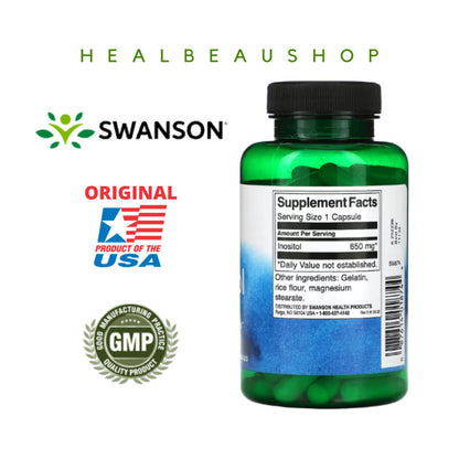 Swanson Inositol 650mg – 100 Capsules | Hormonal Balance, Fertility & PCOS Support | Made in USA