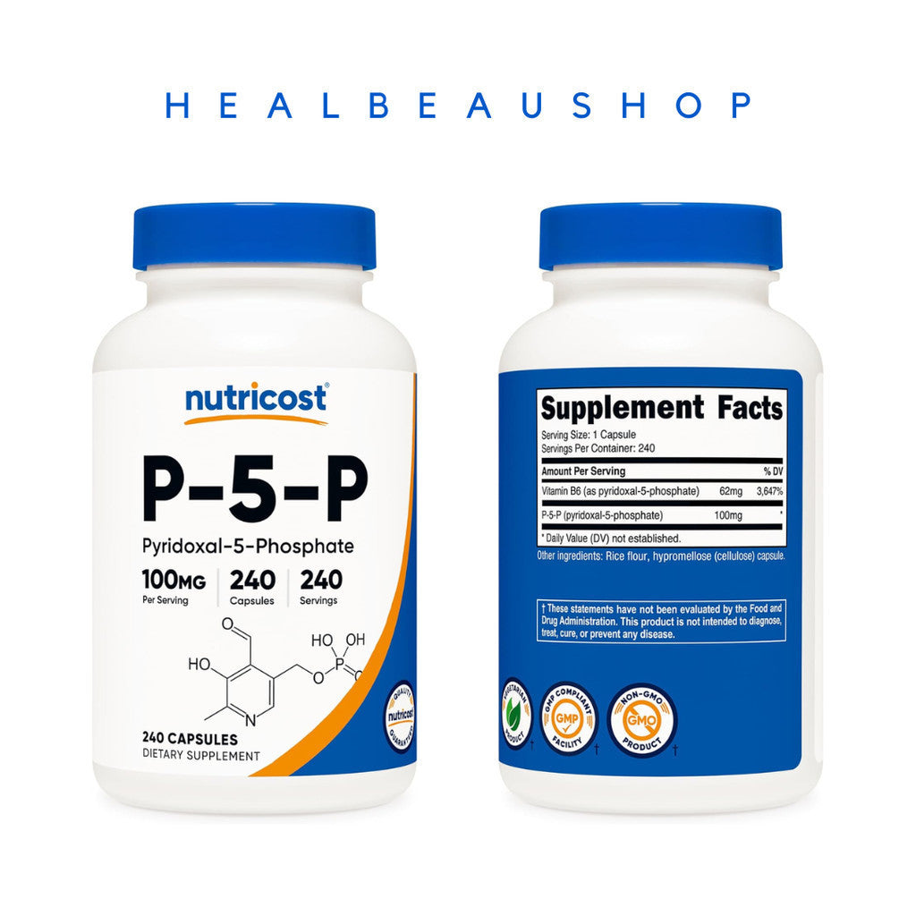 Nutricost P-5-P (Pyridoxal-5-Phosphate) 50mg – 240 Capsules | Active Vitamin B6 for Energy, Brain & Nervous System Support