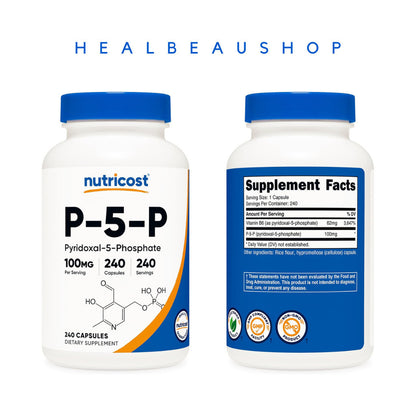 Nutricost P-5-P (Pyridoxal-5-Phosphate) 50mg – 240 Capsules | Active Vitamin B6 for Energy, Brain & Nervous System Support