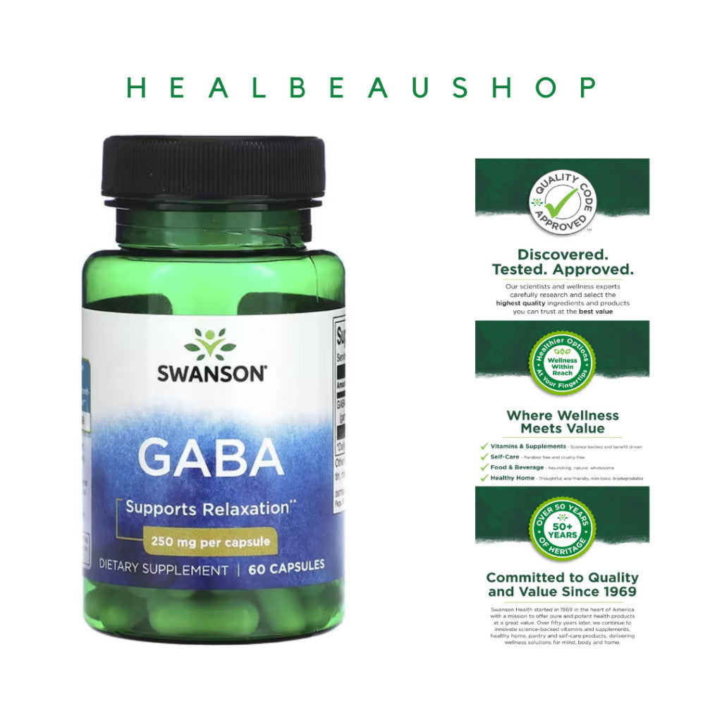 Swanson GABA 500mg – Calm Mind & Relaxation Support