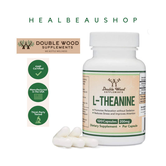 Double Wood L-Theanine 200mg – 120 Capsules | Relaxation, Stress & Sleep Support | Original USA Product