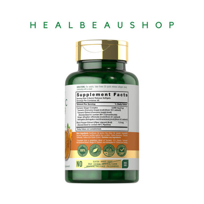 Carlyle Turmeric Curcumin Complex 1000mg / Turmeric Ginger Complex 3000mg – Antioxidant & Herbal Wellness Support | Original USA Product