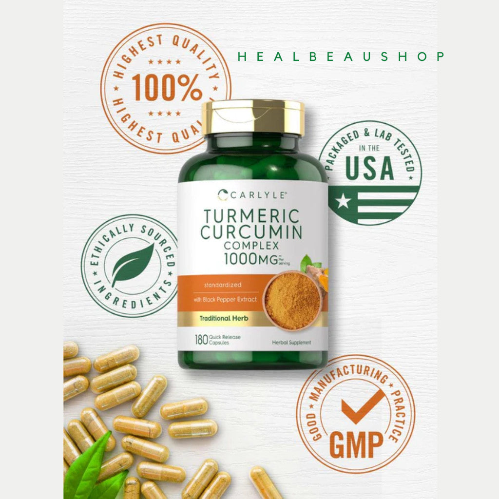 Carlyle Turmeric Curcumin Complex 1000mg / Turmeric Ginger Complex 3000mg – Antioxidant & Herbal Wellness Support | Original USA Product
