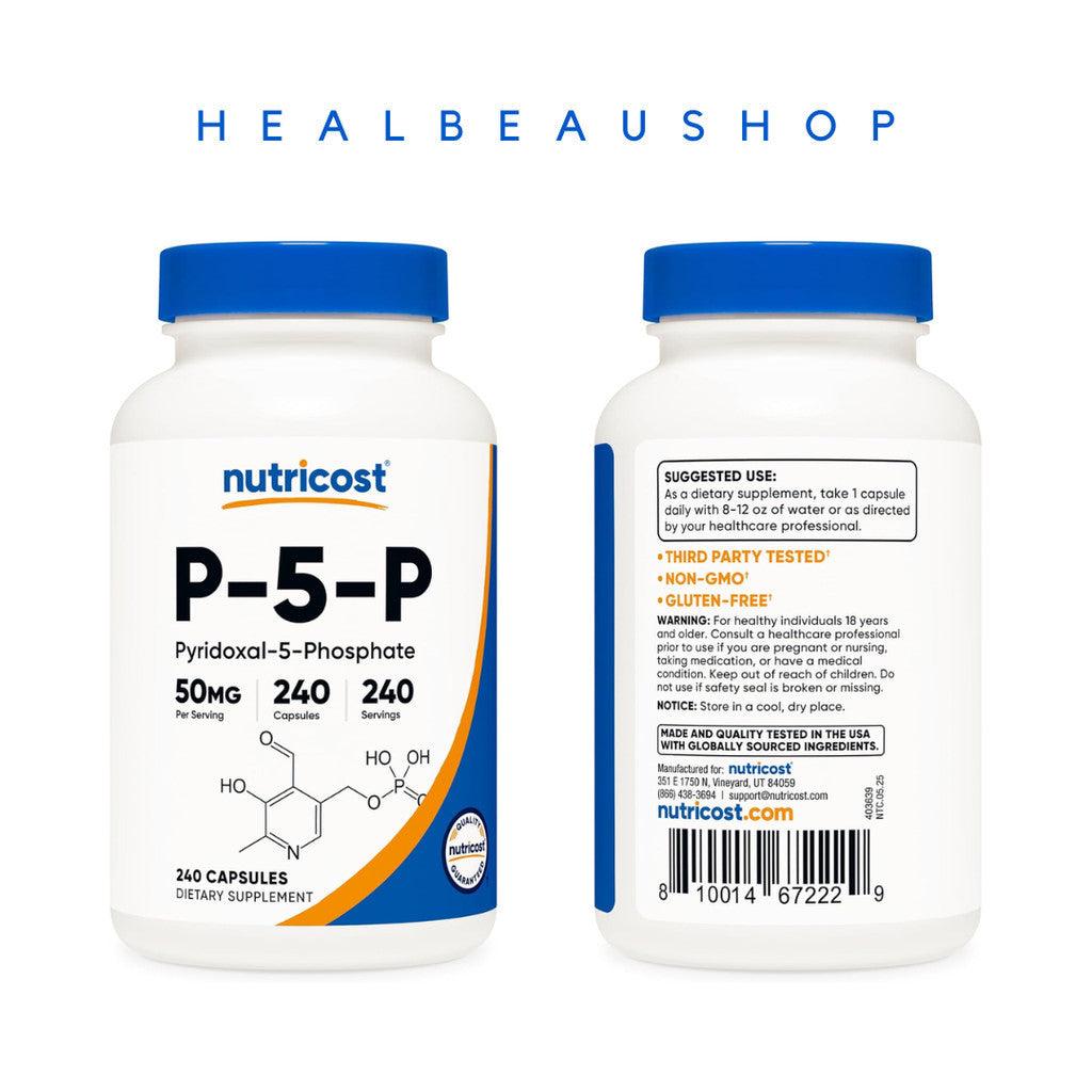Nutricost P-5-P (Pyridoxal-5-Phosphate) 50mg – 240 Capsules | Active Vitamin B6 for Energy, Brain & Nervous System Support