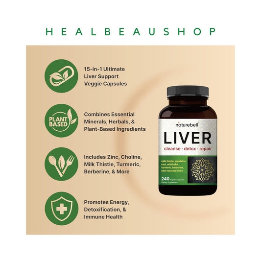 NatureBell Liver Detox – Milk Thistle, Turmeric, Dandelion Root & Beet Root | 240 Vegetarian Capsules | Liver Cleanse & Wellness Support | Original USA Product