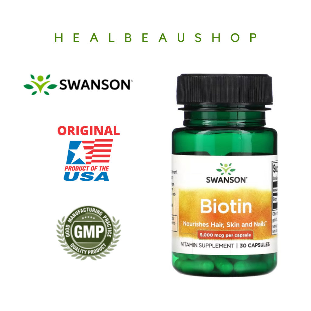 Swanson Biotin 5,000mcg / 10,000mcg – Hair, Skin & Nail Support | Original USA Product