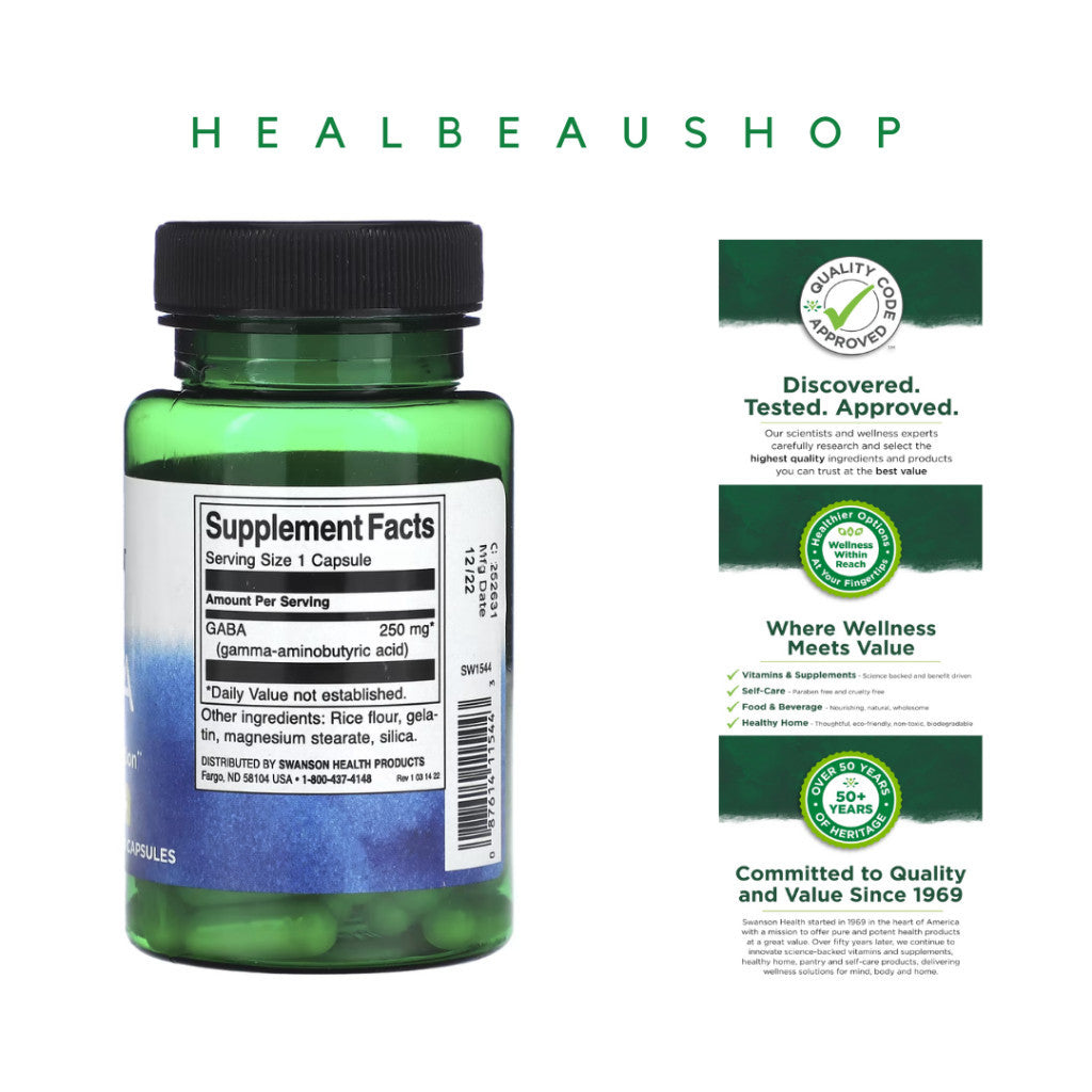 Swanson GABA 500mg – Calm Mind & Relaxation Support