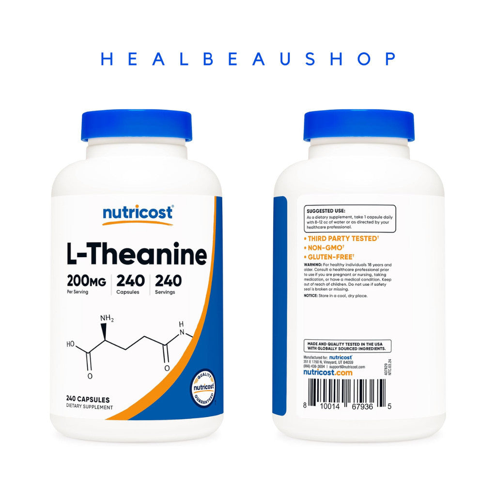 Nutricost L-Theanine 200mg – 240 Capsules | Relaxation, Stress & Sleep Support | Original USA Product