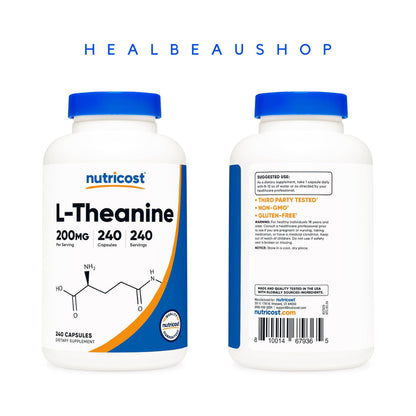 Nutricost L-Theanine 200mg – 240 Capsules | Relaxation, Stress & Sleep Support | Original USA Product