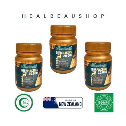 Green Health Deer Placenta 20,000mg – 60 Capsules | Premium New Zealand Deer Placenta Formula | Original Product