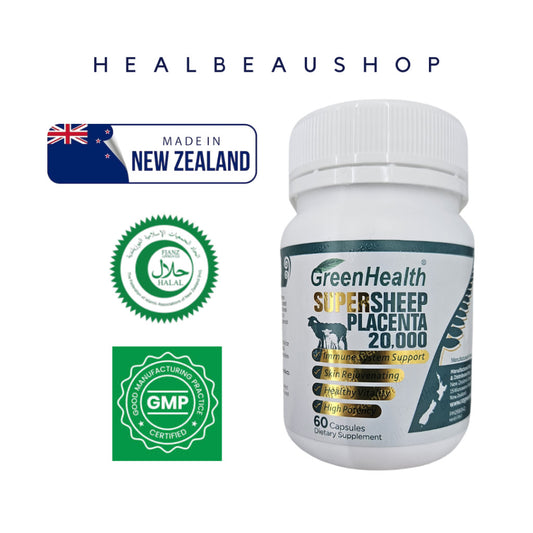 Green Health Super Sheep Placenta 20,000mg – 60 Capsules | Beauty, Wellness & Vitality Support | Halal | Made in New Zealand
