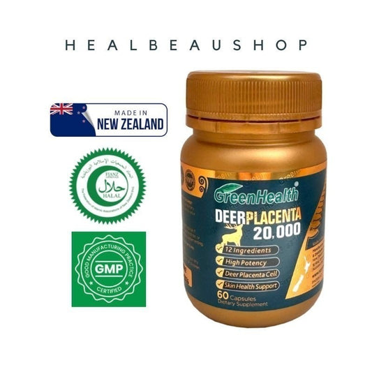 Green Health Deer Placenta 20,000mg – 60 Capsules | Premium New Zealand Deer Placenta Formula | Original Product